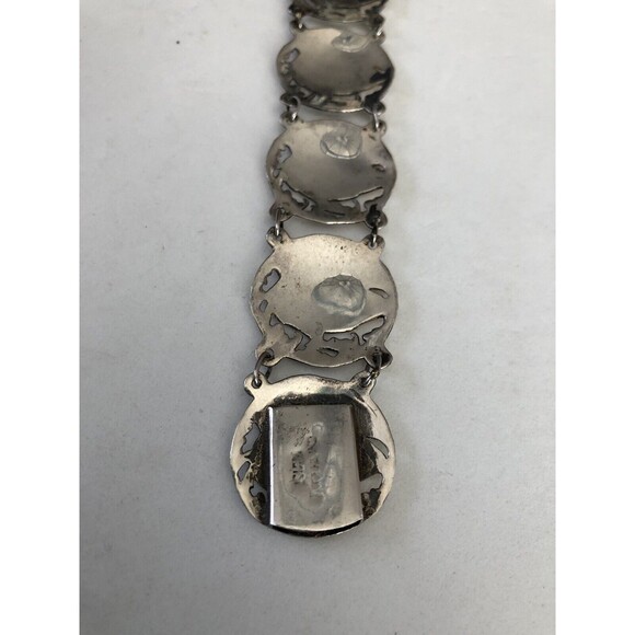 Vintage Siam Sterling Silver & Enamel Links Bracelet, Signed 6.5” 18 Grams - Picture 8 of 11